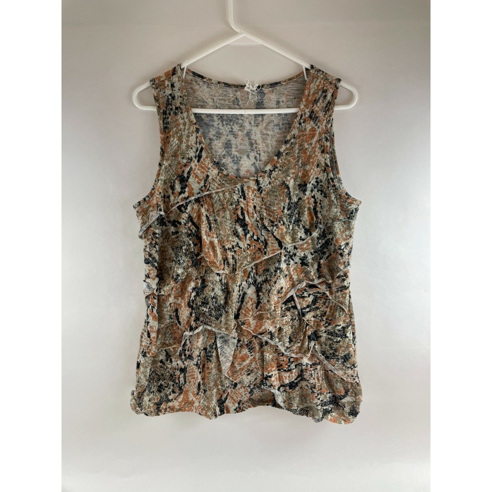 Willow Bay Tank Top Women's Size 6 Brown Snake Skin Print Sleeveless Scoop Neck
